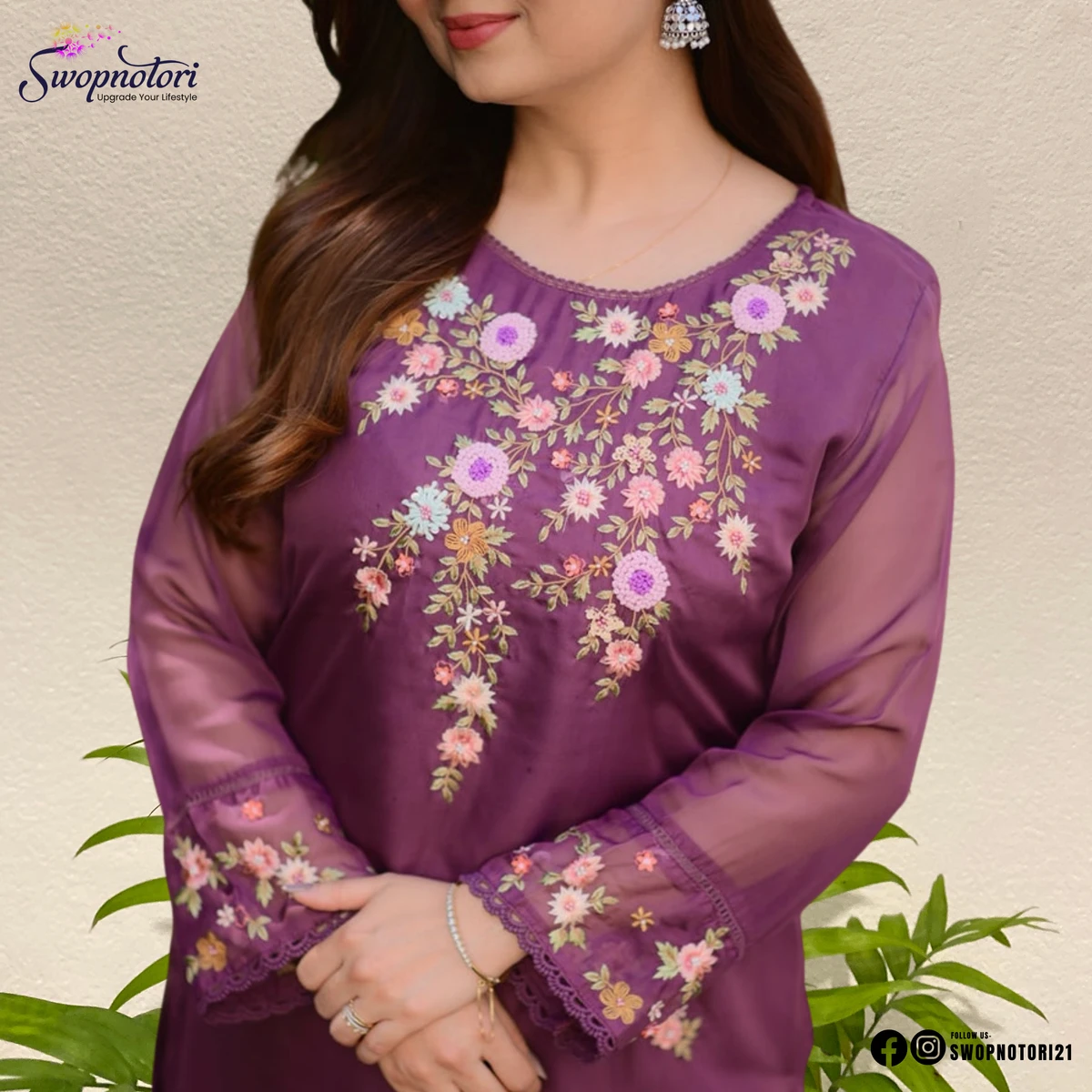 Purple Indian Naira | Embroidery & Lais Work 3PCS SET