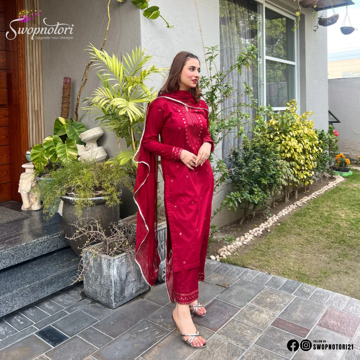 Maroon Aurora | Sitara Work 3PCS SET - Image 3