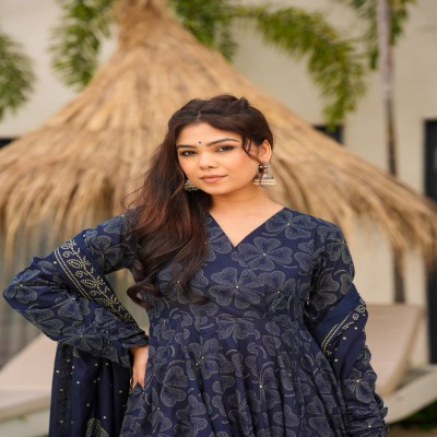 Elegant Printed Anarkali 3 Piece Set